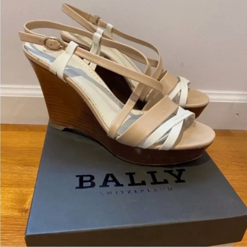 Bally Nude Strappy Patent Platform Wedge Sandal Y2K Heels [Size 8.5]